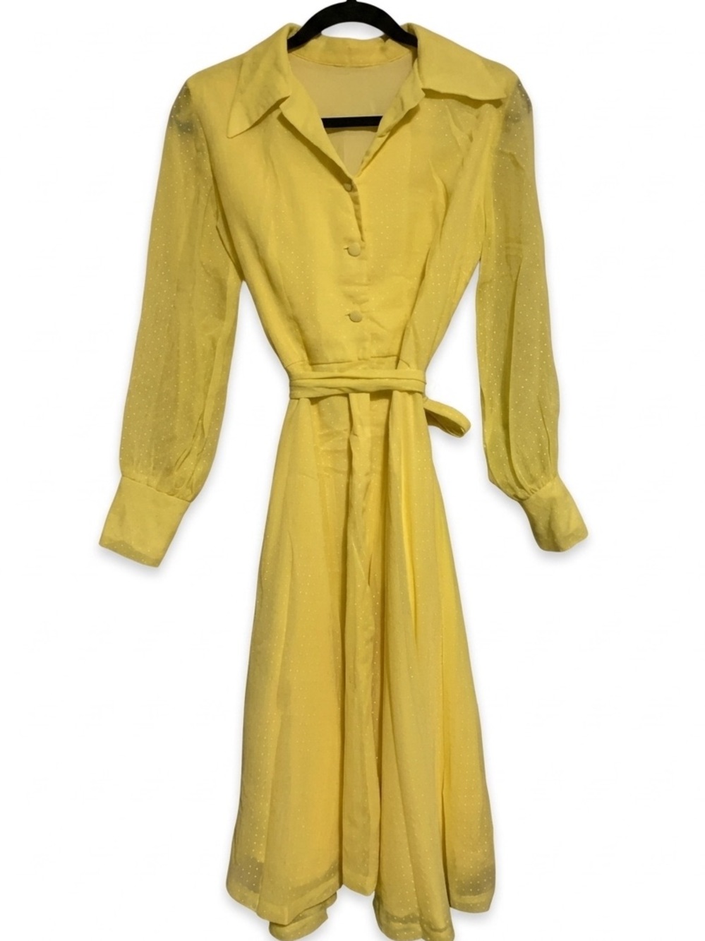Vintage, handmade Polka Dot Dress in Bright Yellow